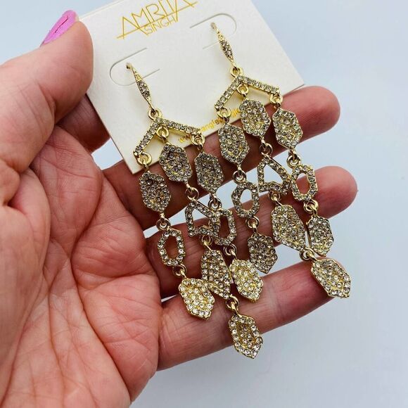 Amrita Singh Meredith Gold Crystal Earrings - Picture 6 of 7